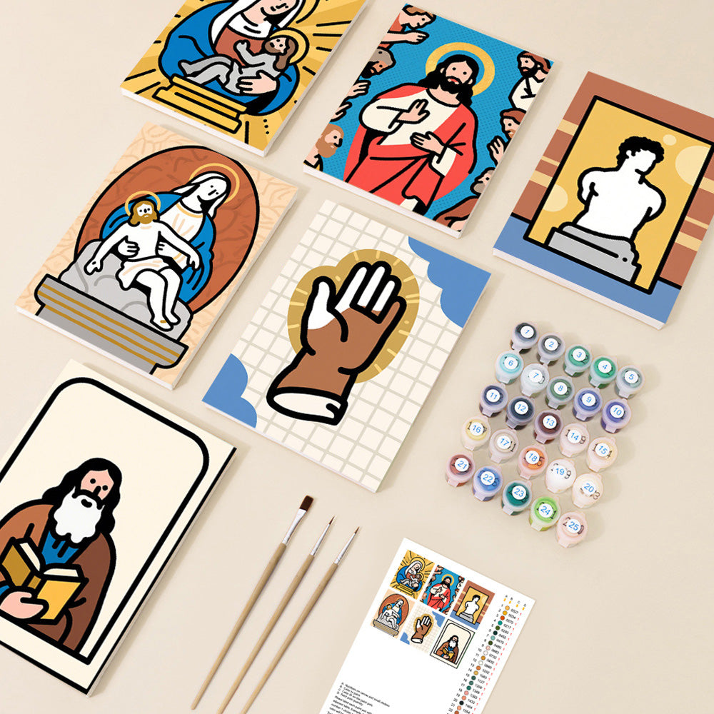 Jezus en de Maagd 6 Stuks Mini Schilderen op Nummers