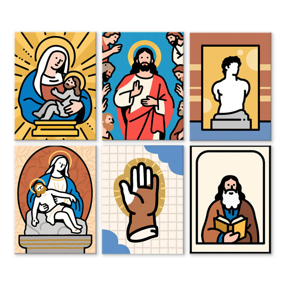 Jezus en de Maagd 6 Stuks Mini Schilderen op Nummers