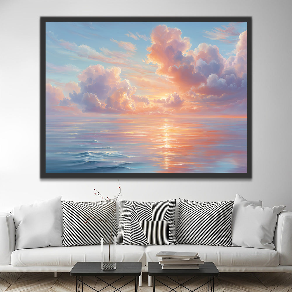 Kalm Zee onder Roze Wolken Schilderen op Nummers