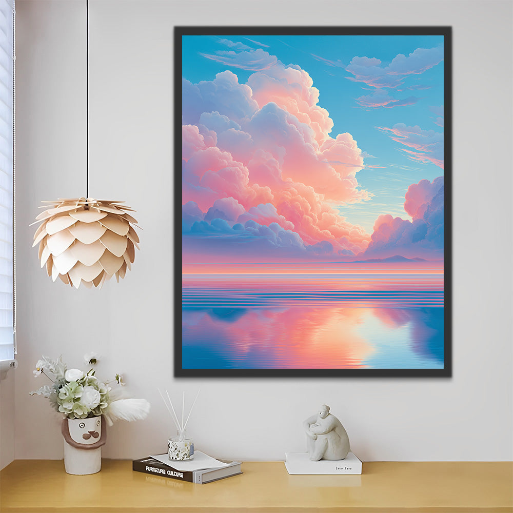 Kalm Zee onder Roze Wolken Schilderen op Nummers