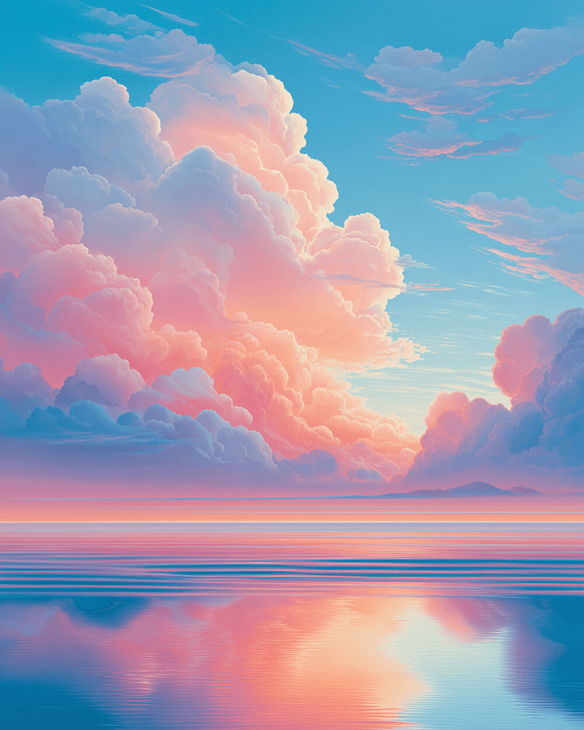Kalm Zee onder Roze Wolken Schilderen op Nummers