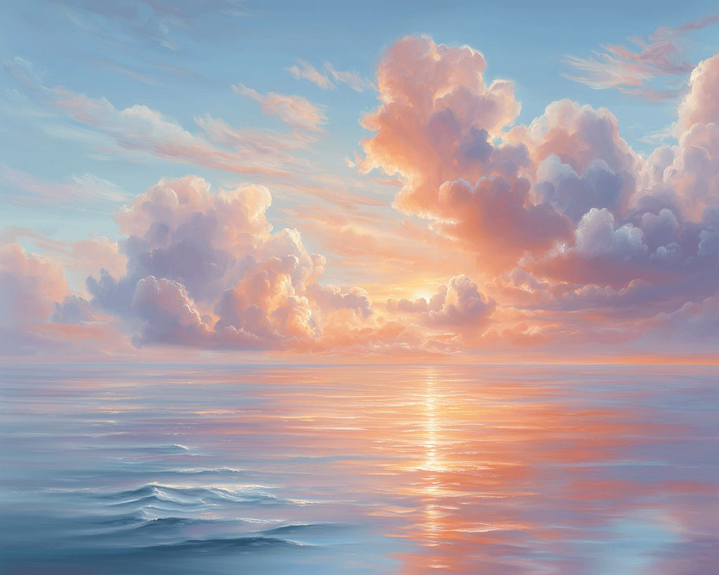 Kalm Zee onder Roze Wolken Schilderen op Nummers
