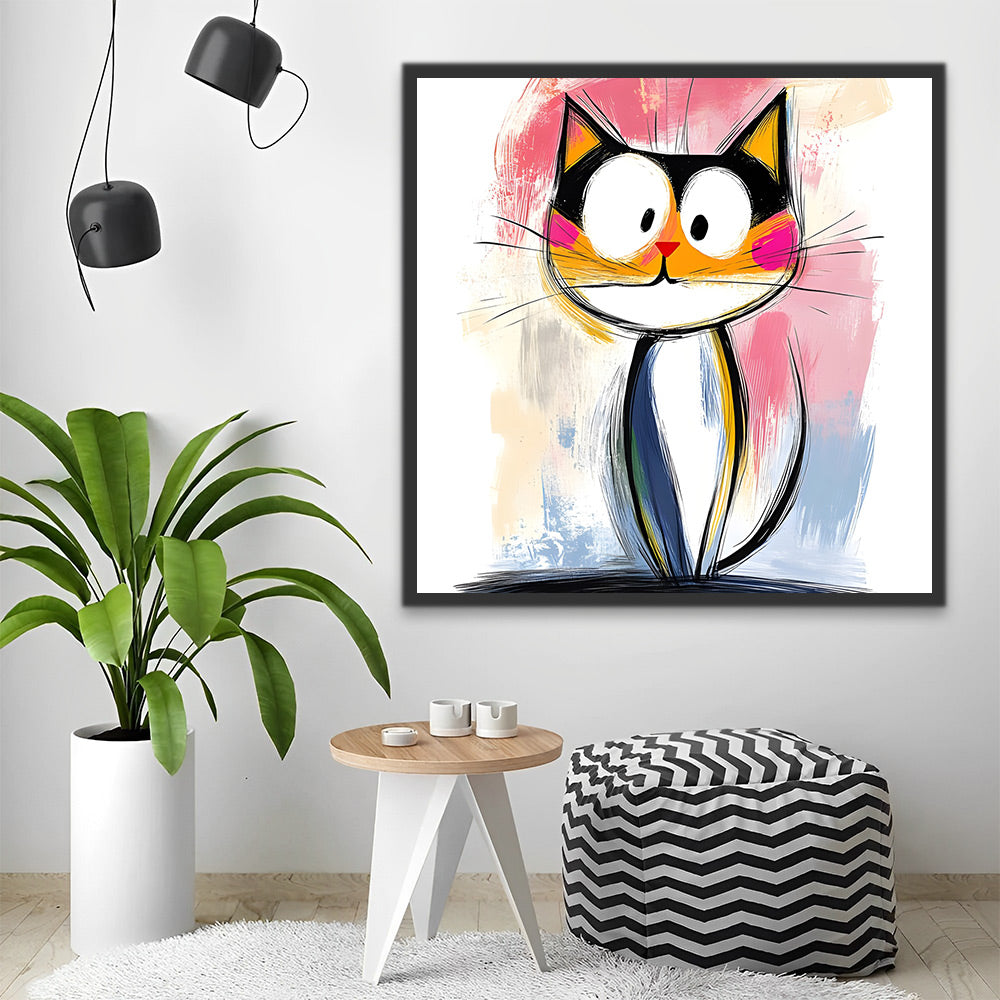 Kat in Cartoonstijl Schilderen op Nummers