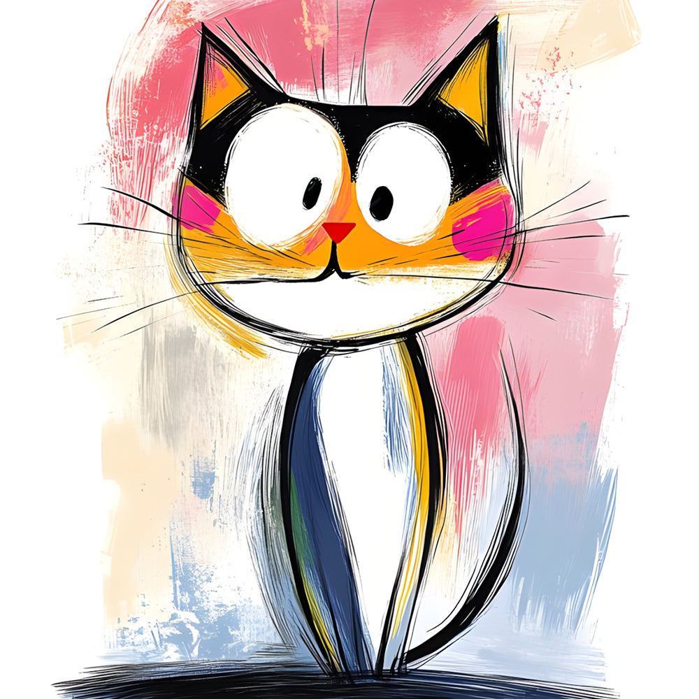 Kat in Cartoonstijl Schilderen op Nummers