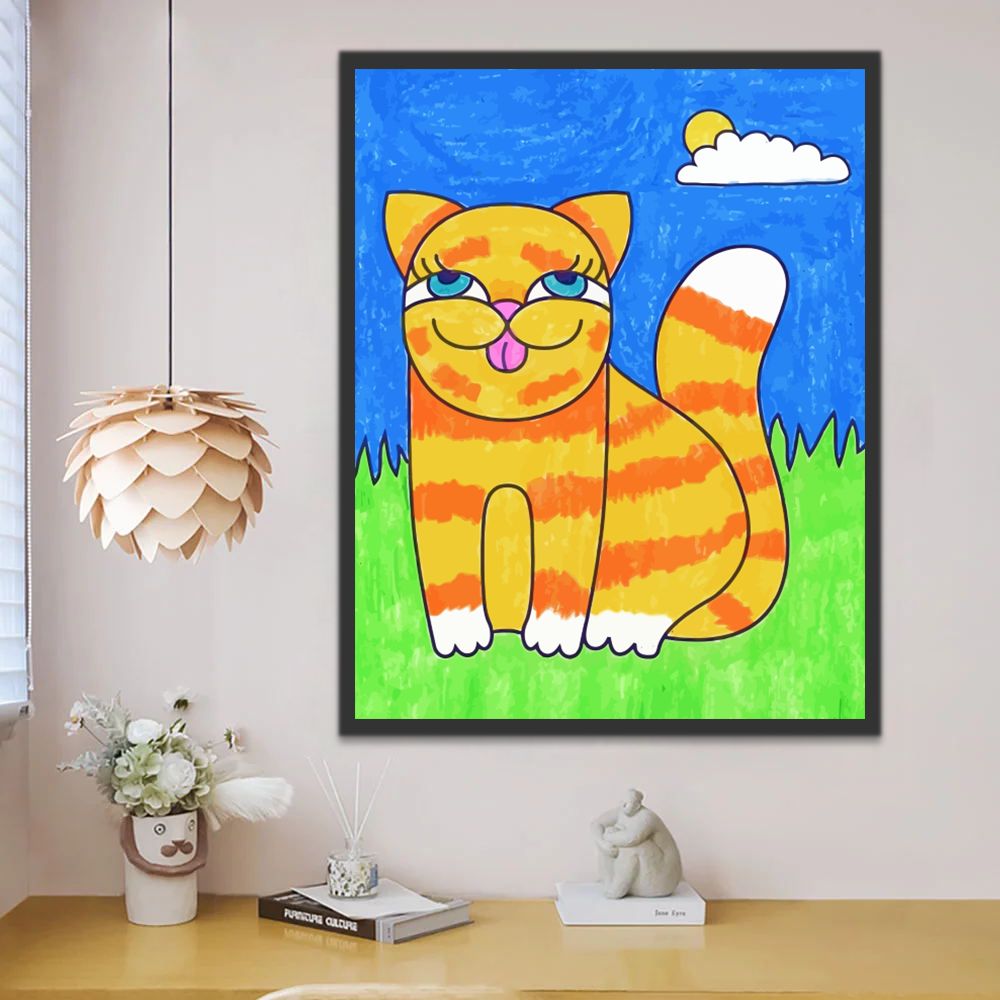 Kat in de Wei Schilderen op Nummers Kinderen