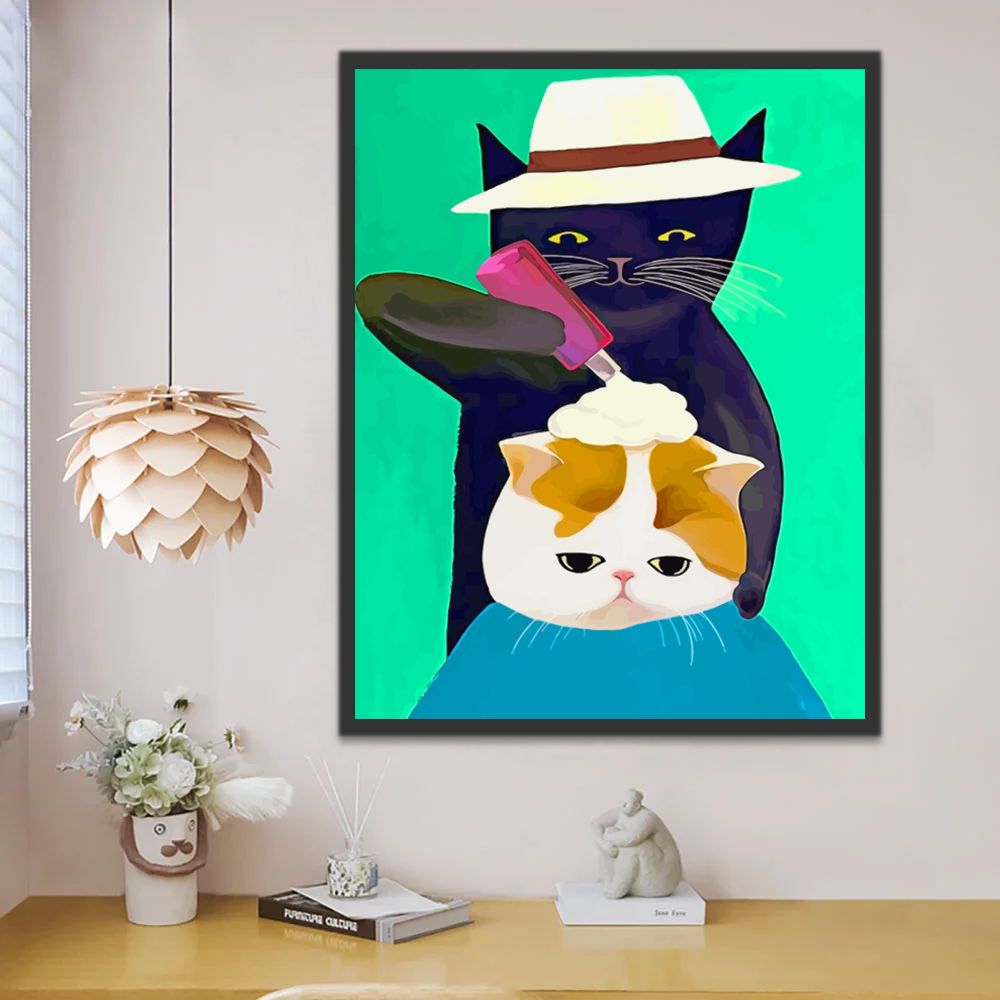 Kat Kapper Schilderen op Nummers Kinderen