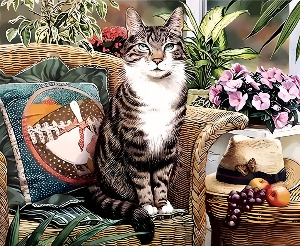 Kat op de Bank Schilderen op Nummers