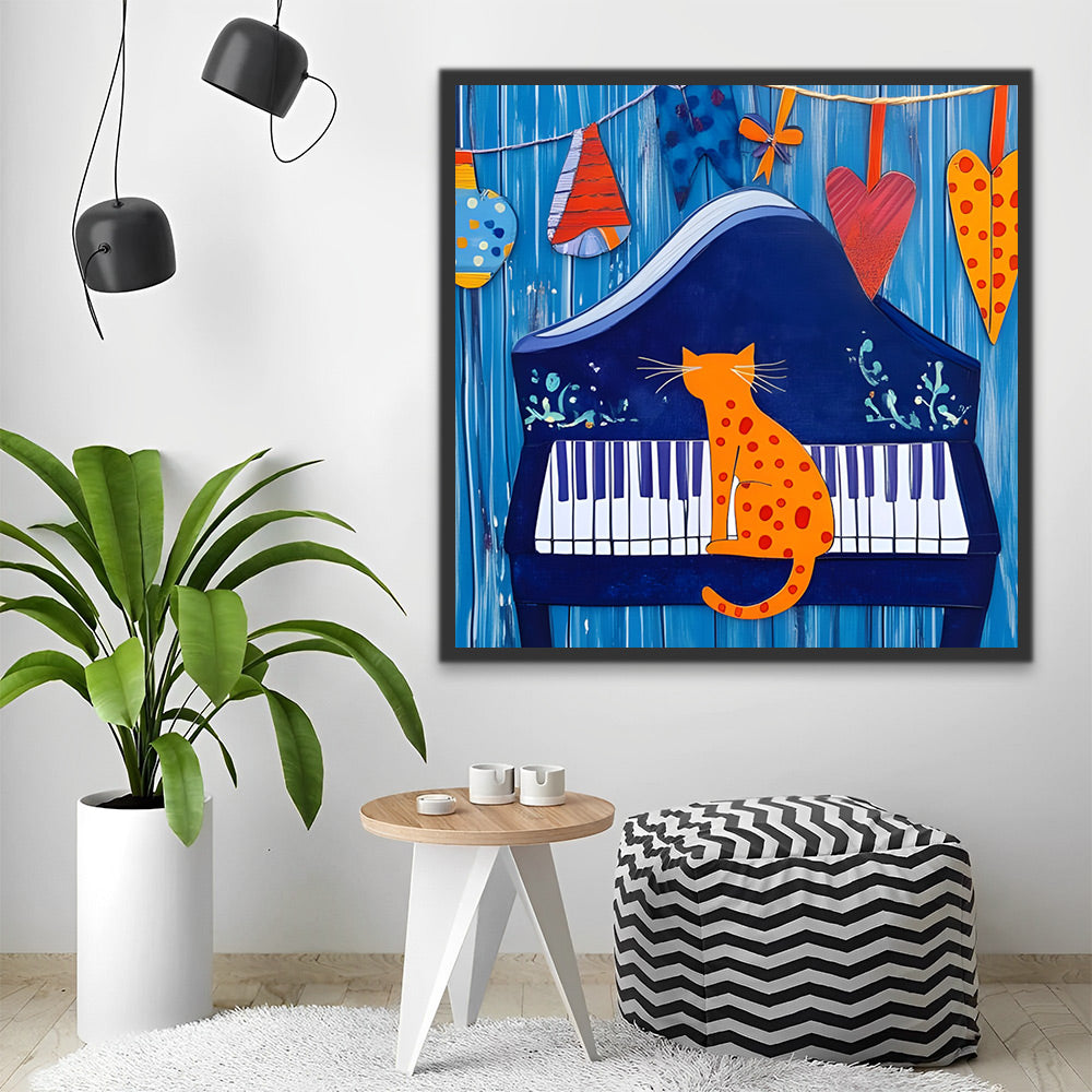 Kat op de Piano Schilderen op Nummers