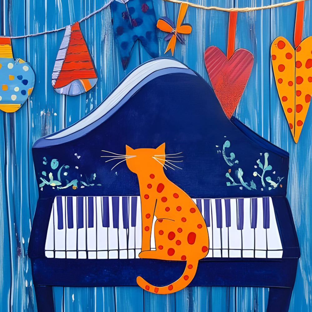 Kat op de Piano Schilderen op Nummers