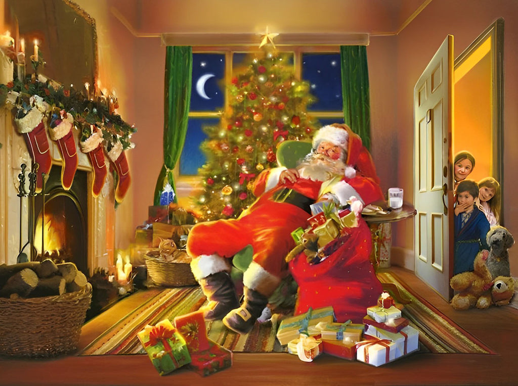 Kerstman en Kinderen Schilderen op Nummers