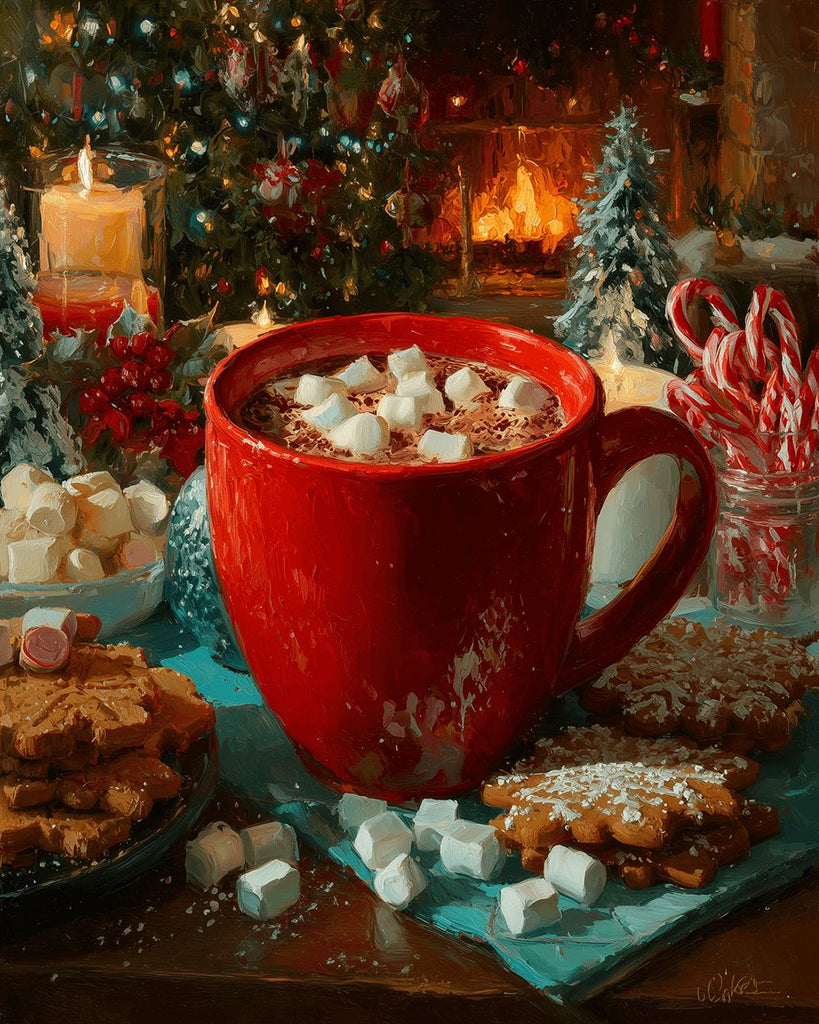 Kerstmarshmallowkoffie Schilderen op Nummers