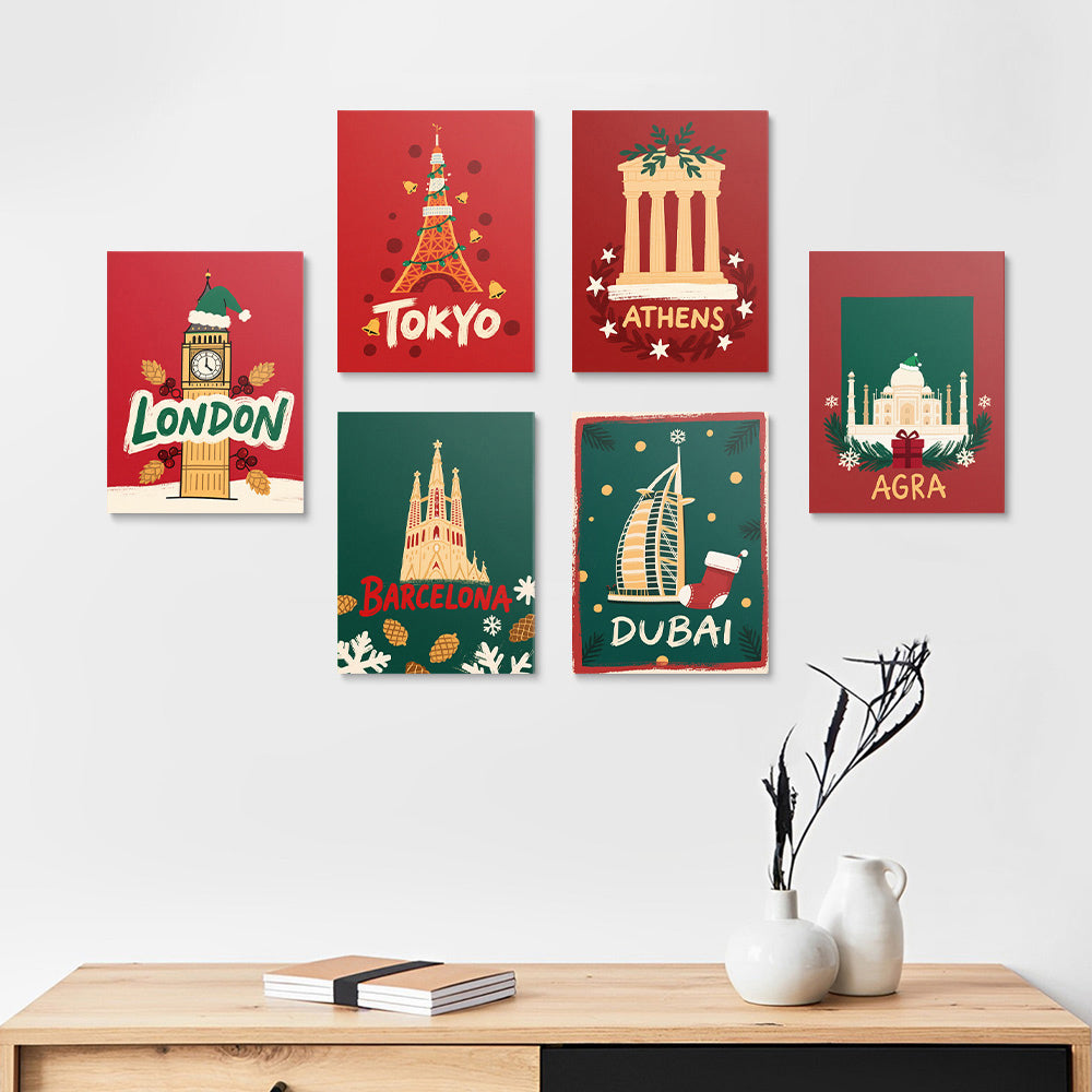 Kerstmis in Ontwikkelde Landen 6 Stuks Mini Schilderen op Nummers