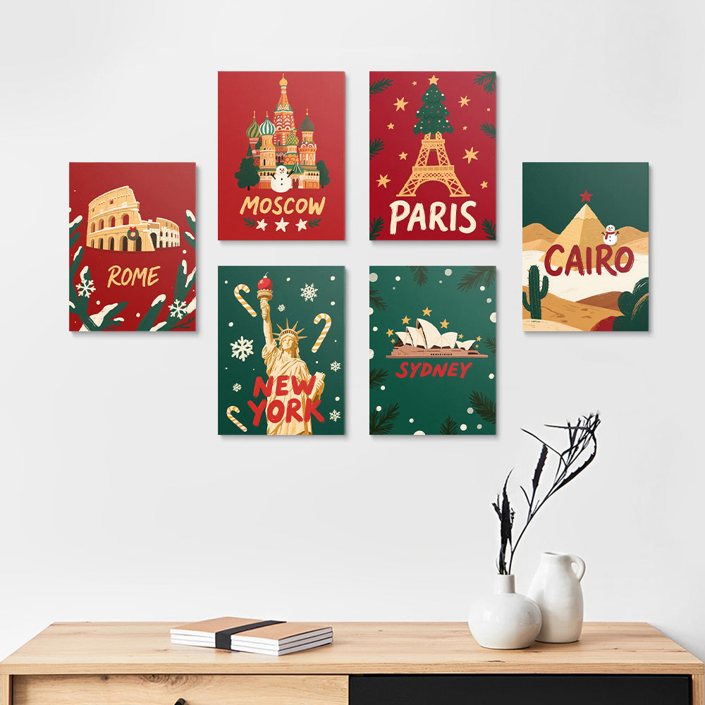 Kerstmis in Westerse Landen 6 Stuks Mini Schilderen op Nummers