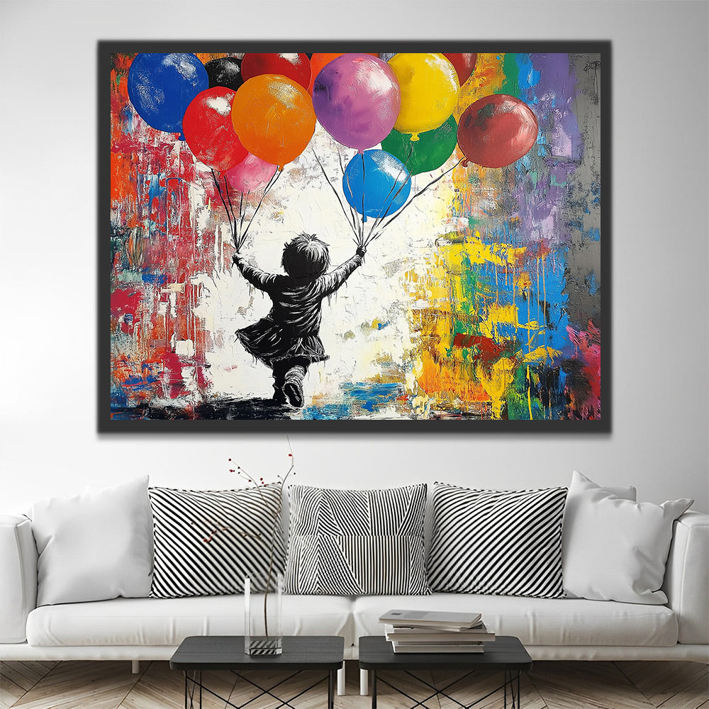 Kinderen met Kleurrijke Ballonnen Schilderen op Nummers