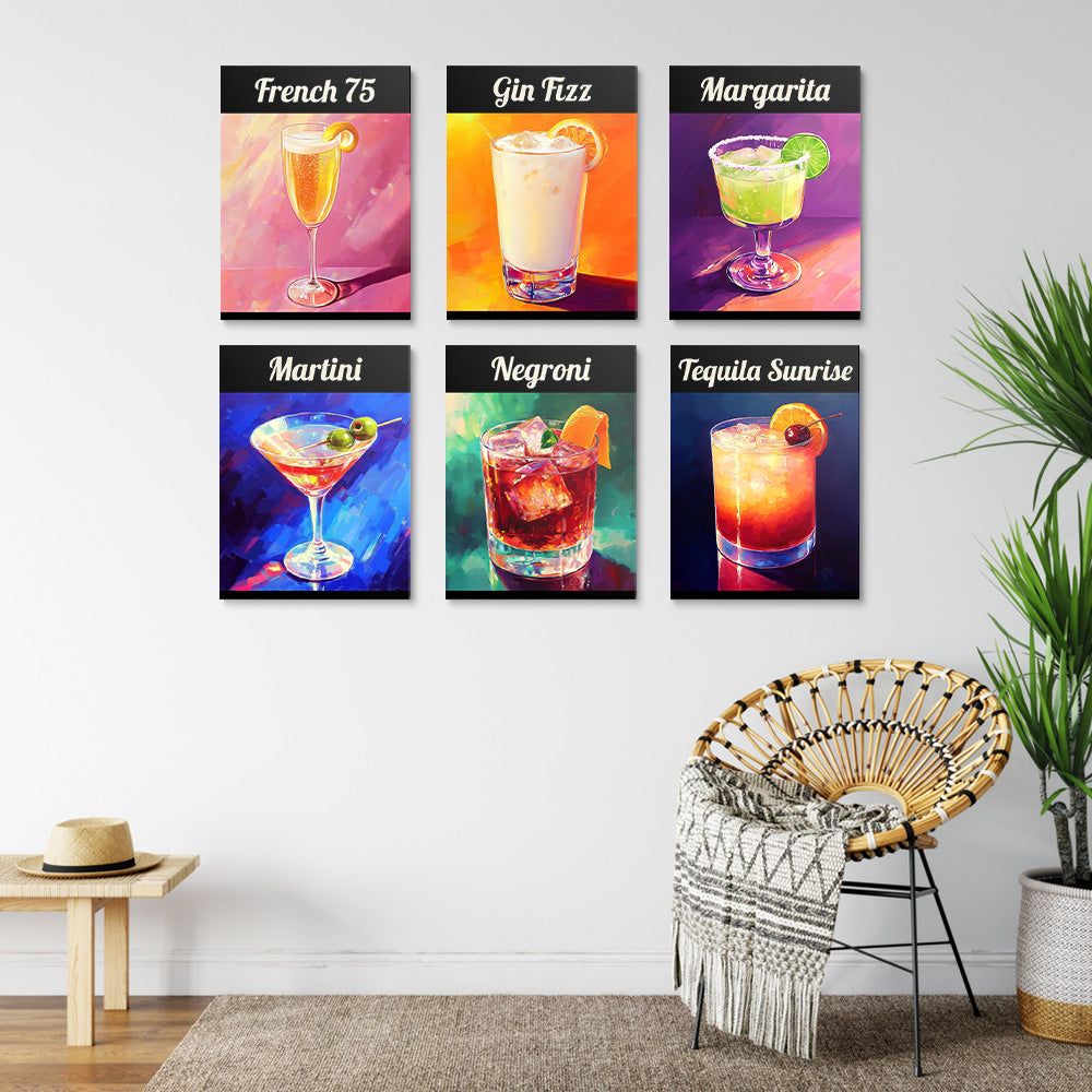 Klassieke Cocktail 6 Stuks Mini Schilderen op Nummers