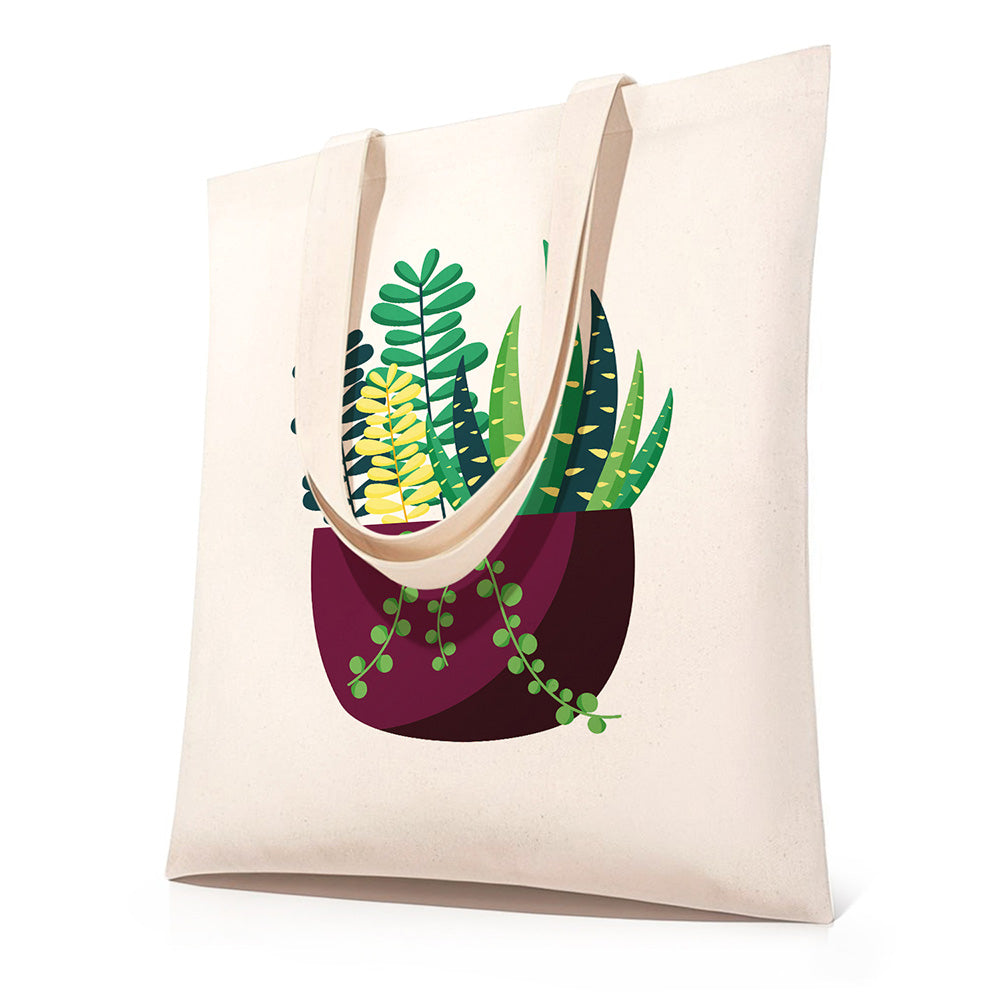 Kleine Groene Kamerplant Canvas Tote Bag Schilderen op Nummers