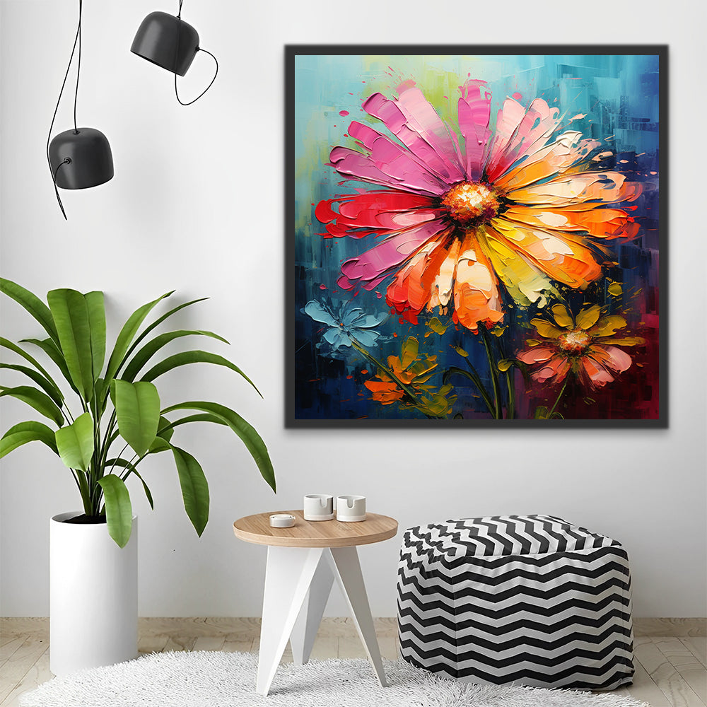Kleurrijke chrysanten in olieverfschilderijstijl Schilderen op Nummers