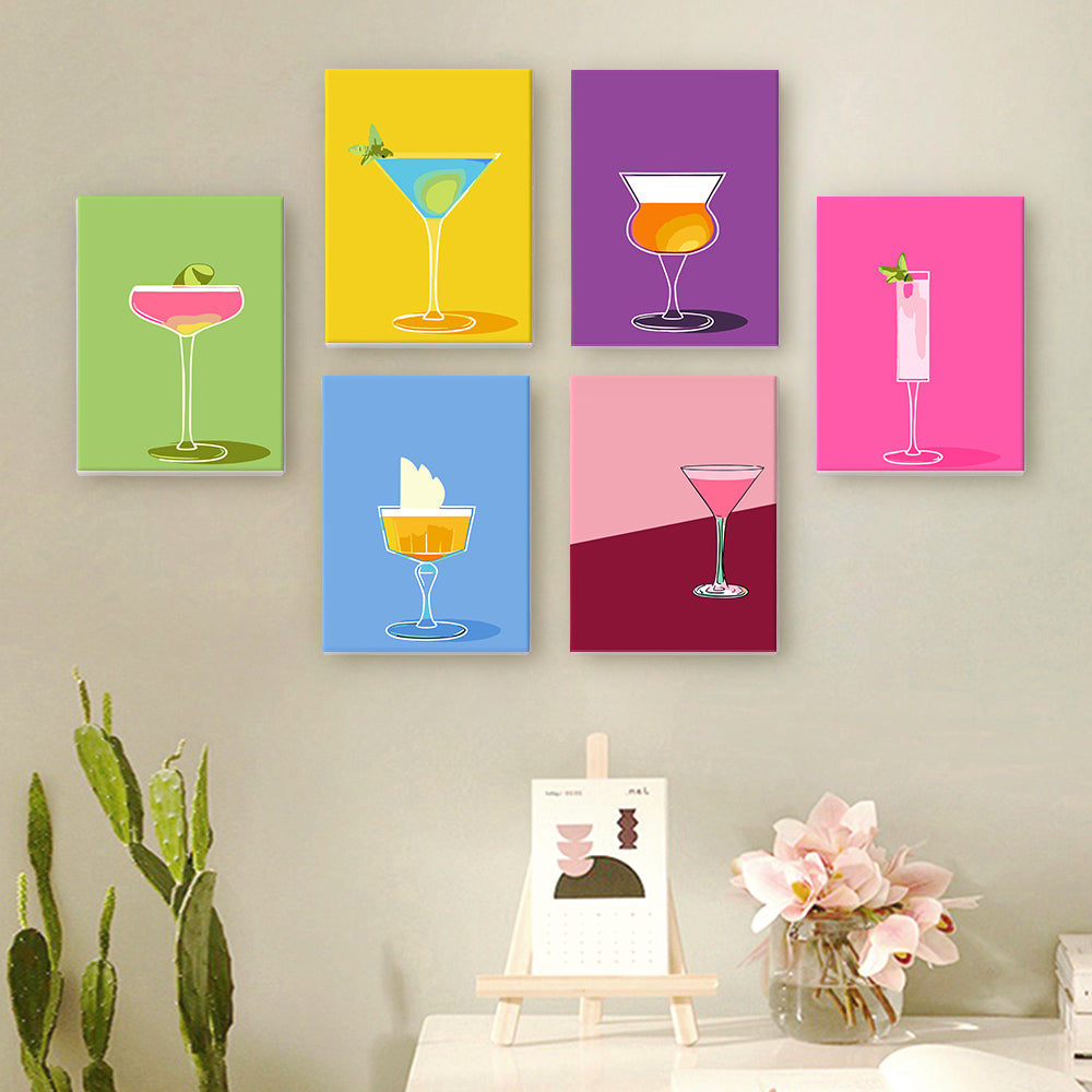 Kleurrijke Cocktails 6 Stuks Mini Schilderen op Nummers