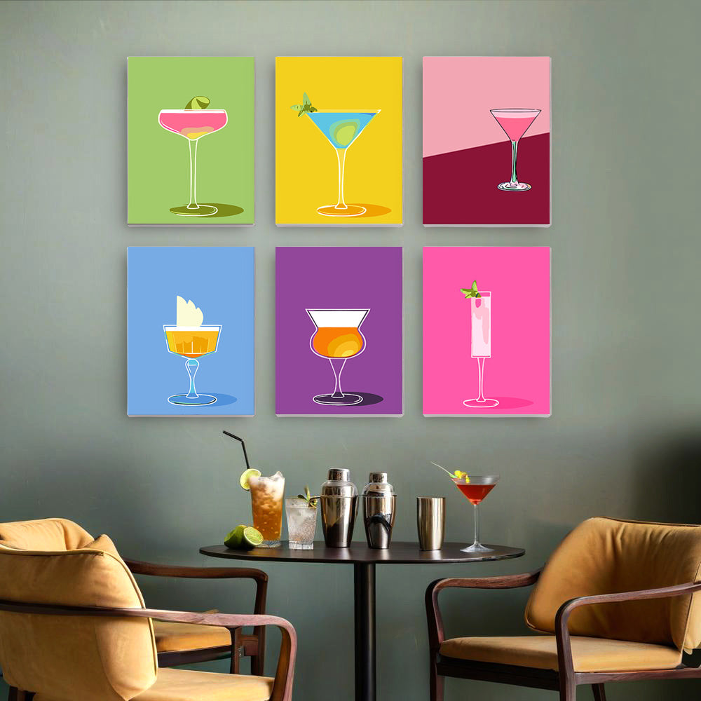 Kleurrijke Cocktails 6 Stuks Mini Schilderen op Nummers