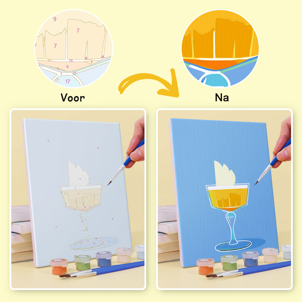 Kleurrijke Cocktails 6 Stuks Mini Schilderen op Nummers