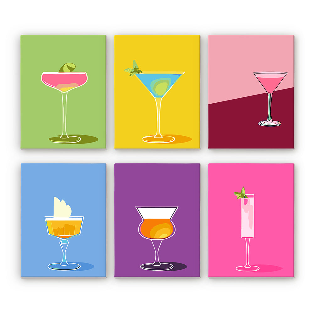 Kleurrijke Cocktails 6 Stuks Mini Schilderen op Nummers