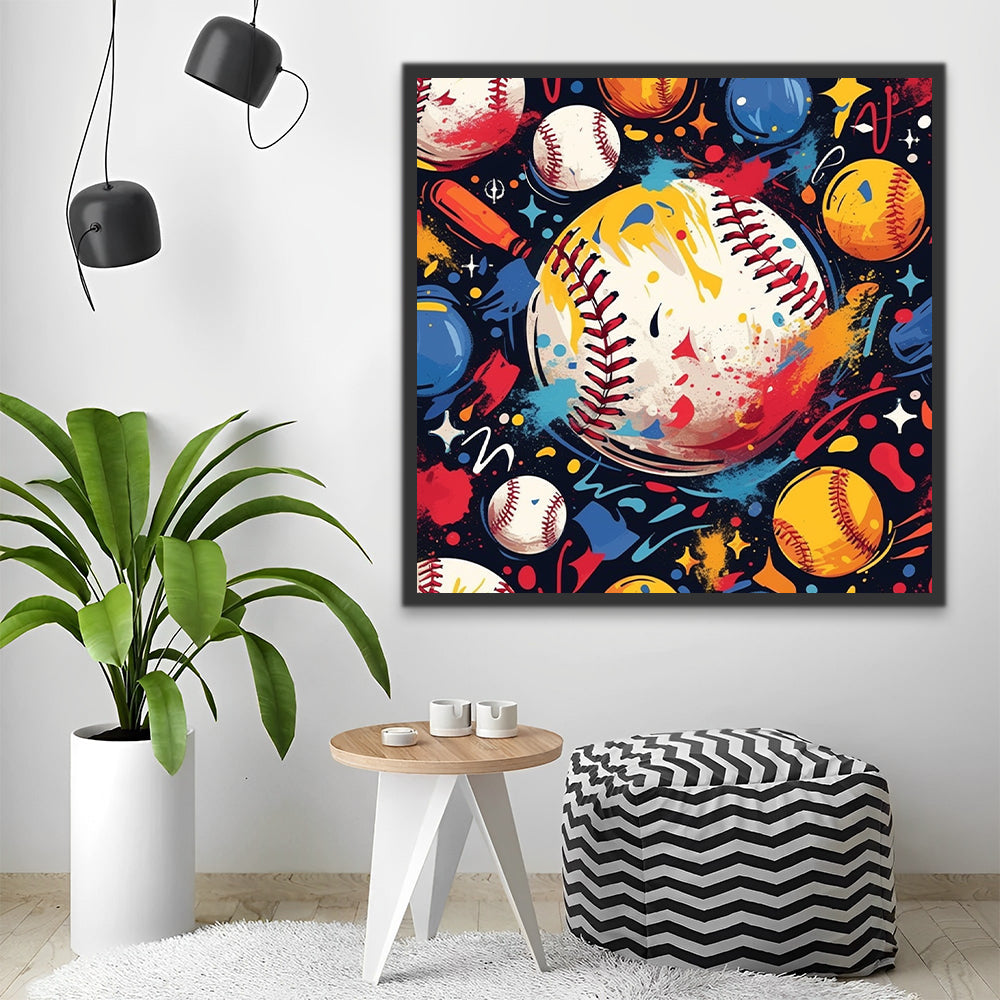 Kleurrijke Honkbal Schilderen op Nummers