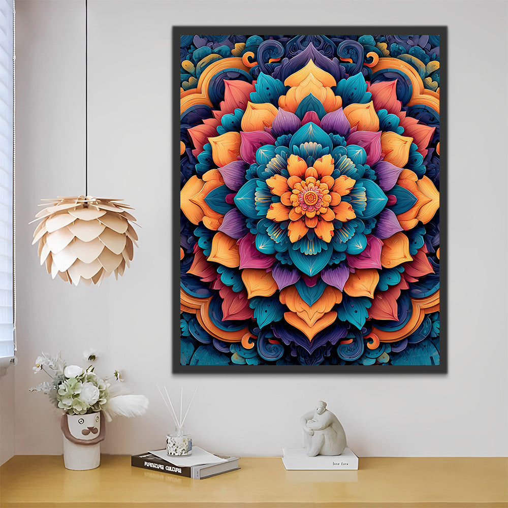 Kleurrijke, Ingewikkelde Mandala Schilderen op Nummers