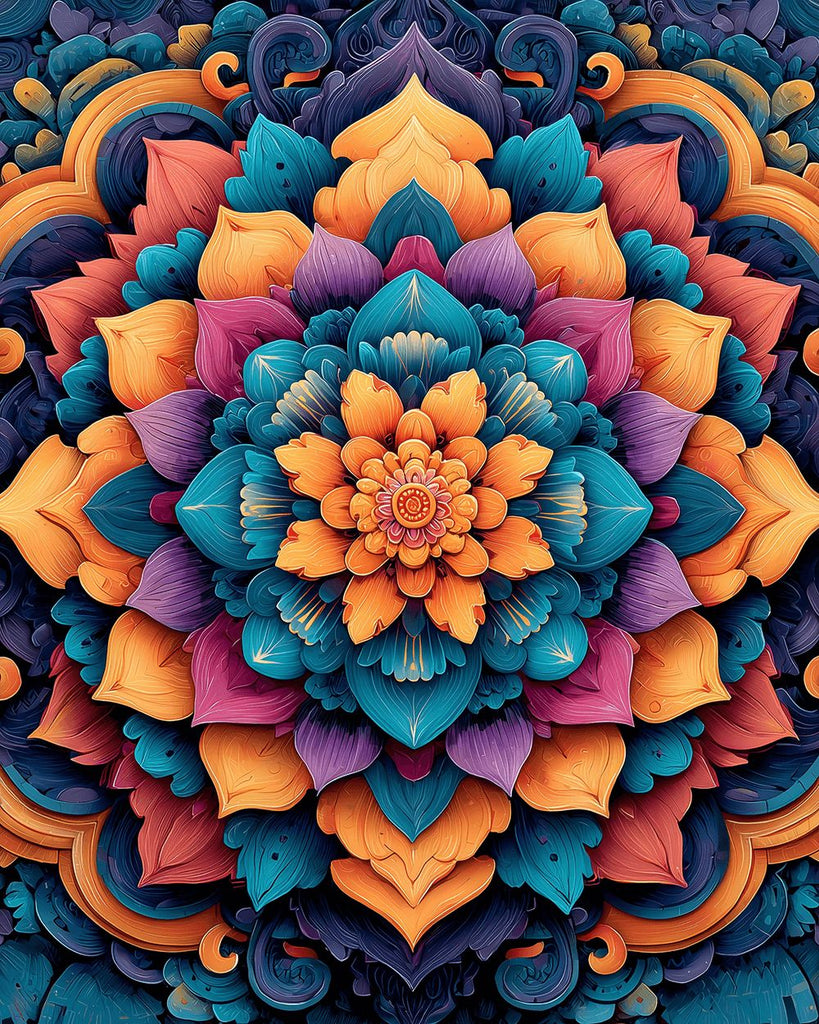 Kleurrijke, Ingewikkelde Mandala Schilderen op Nummers