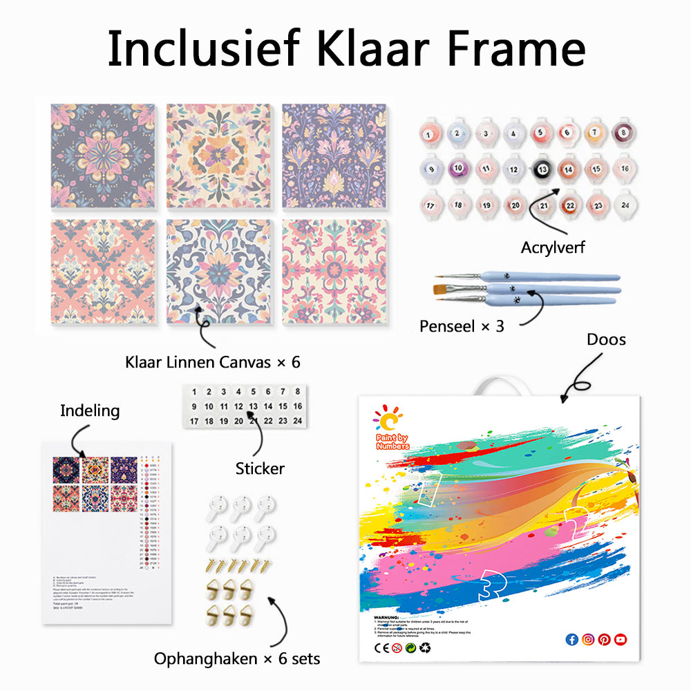 Kleurrijke Mandala 6 Stuks Mini Schilderen op Nummers
