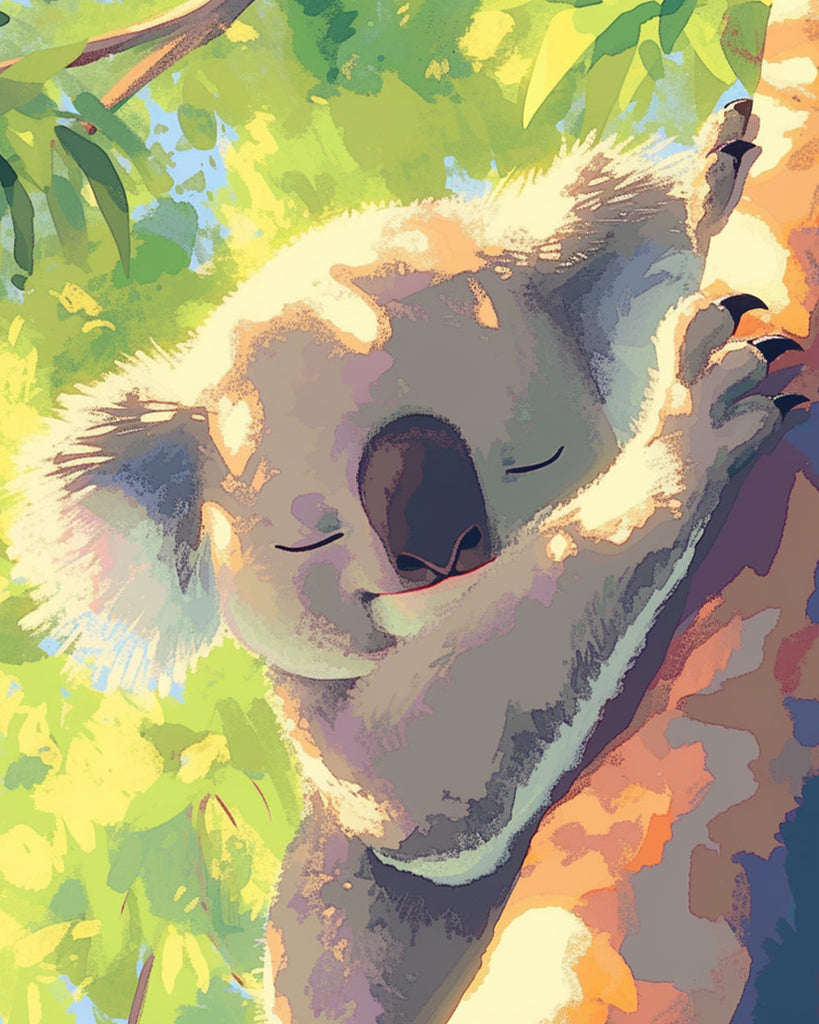 Koala slapend op een tak Schilderen op Nummers