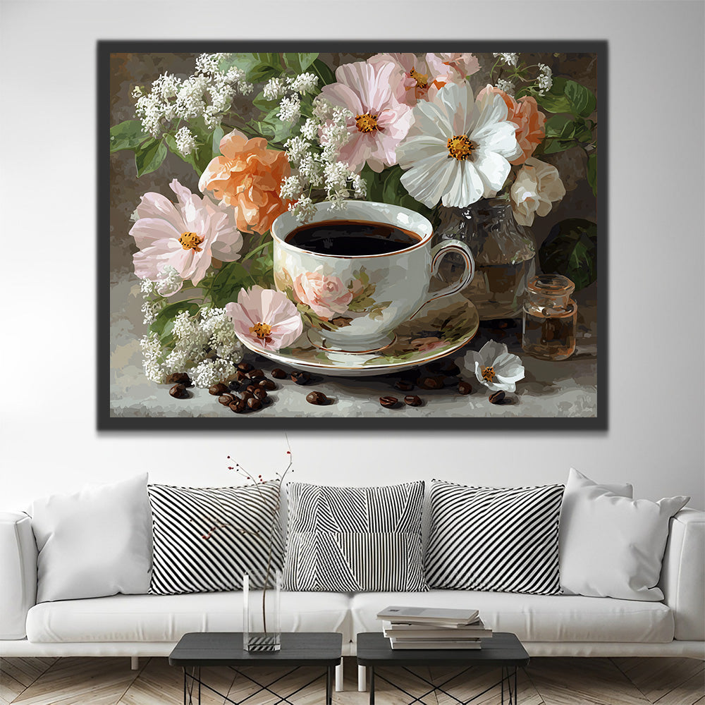 Koffie en Bloemen Schilderen op Nummers