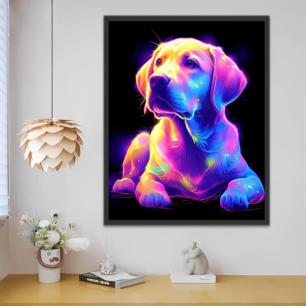 Labrador Gloeit in het Donker Schilderen op Nummers