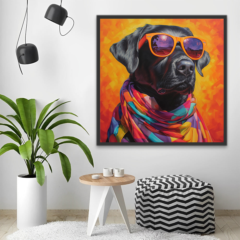 Labrador met een Kleurrijke Sjaal Schilderen op Nummers