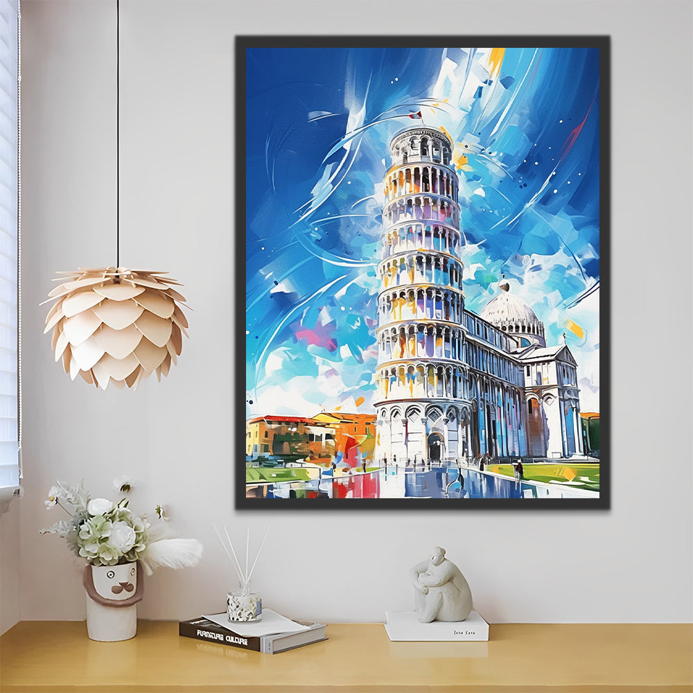 Landschap Scheve Toren van Pisa Schilderen op Nummers