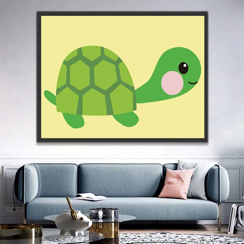 Leuke Groene Schildpad Schilderen op Nummers Kinderen