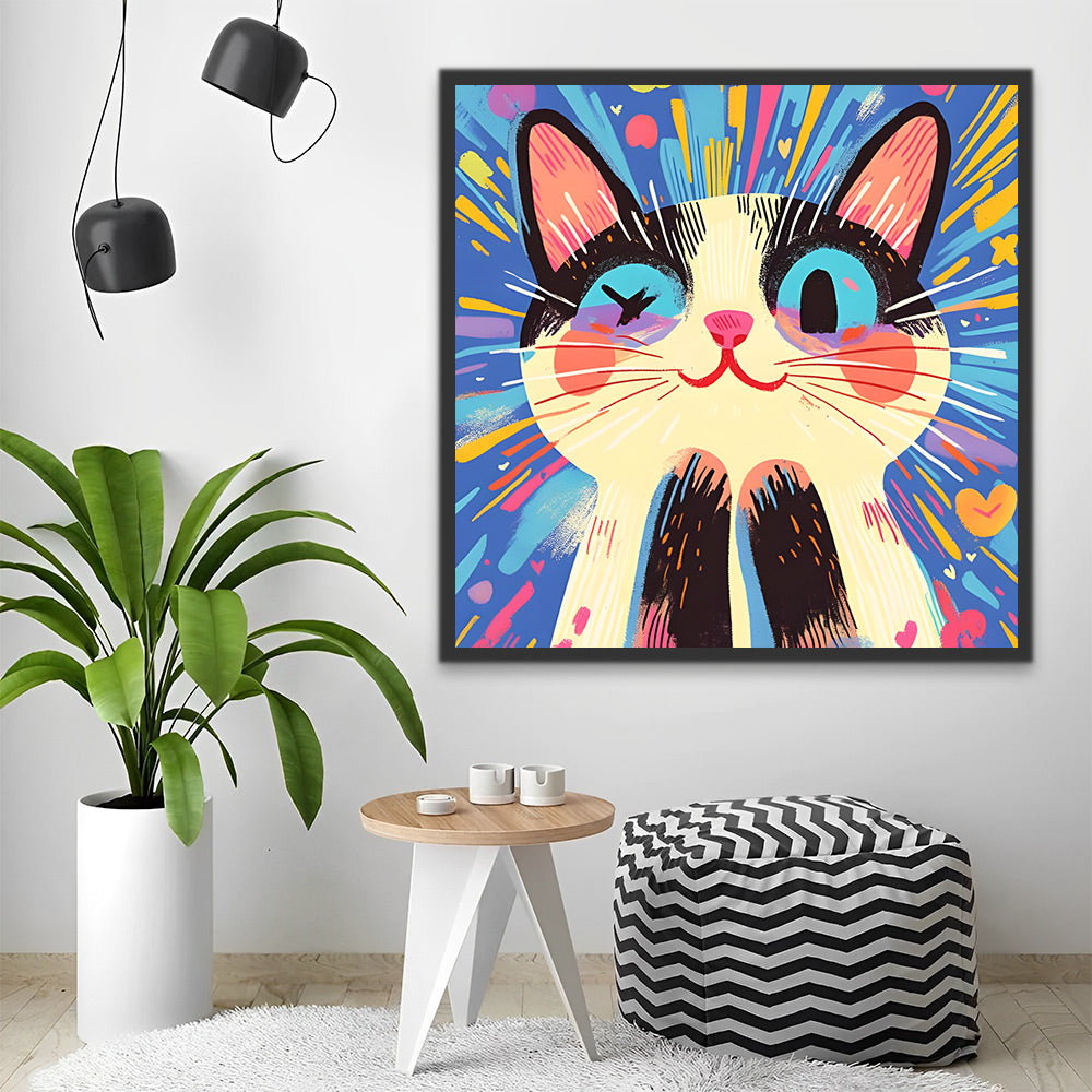 Leuke Kat in Cartoonstijl Schilderen op Nummers