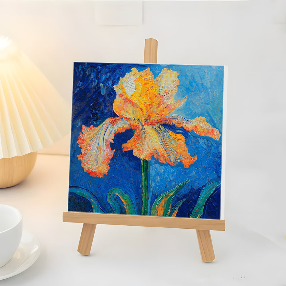 Levendige Oranje-gele Irissen Bloemen Mini Schilderen op Nummers