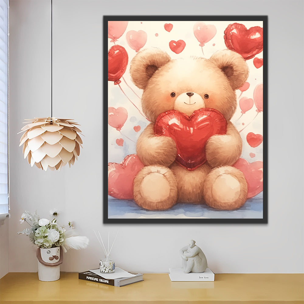 Liefdesballons en Teddybeer Schilderen op Nummers