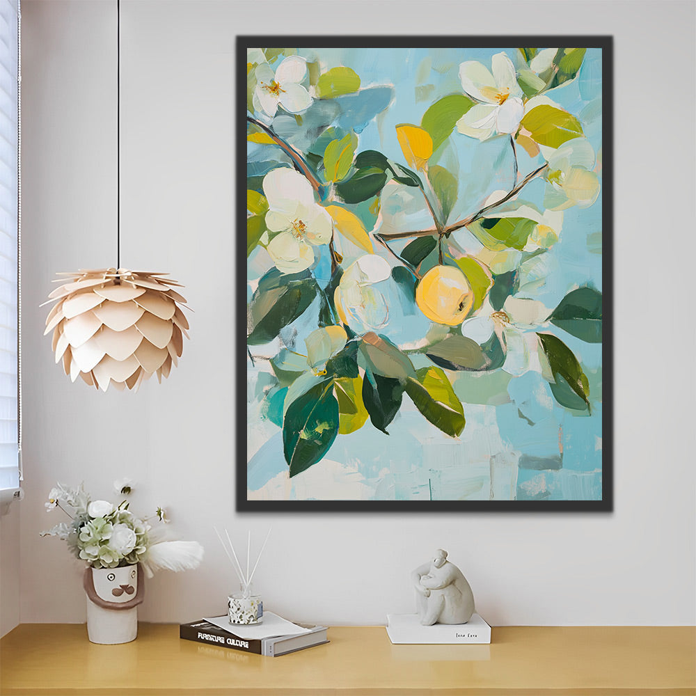 Loquat vruchten en bloemen Schilderen op Nummers