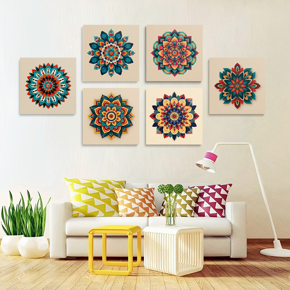 Lotus Mandala 6 Stuks Mini Schilderen op Nummers