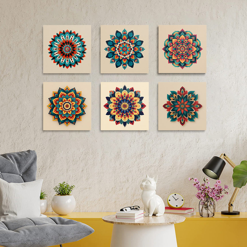 Lotus Mandala 6 Stuks Mini Schilderen op Nummers