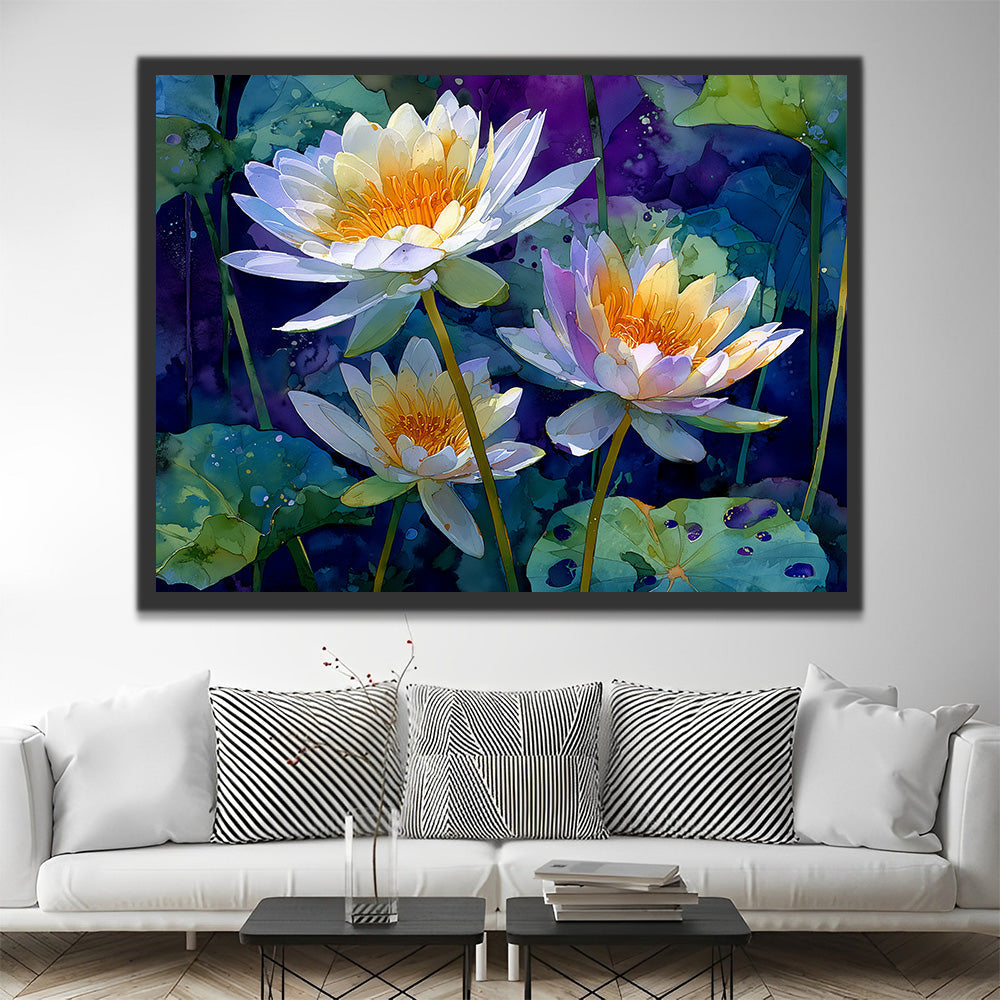 Lotus tussen Groene Bladeren Schilderen op Nummers