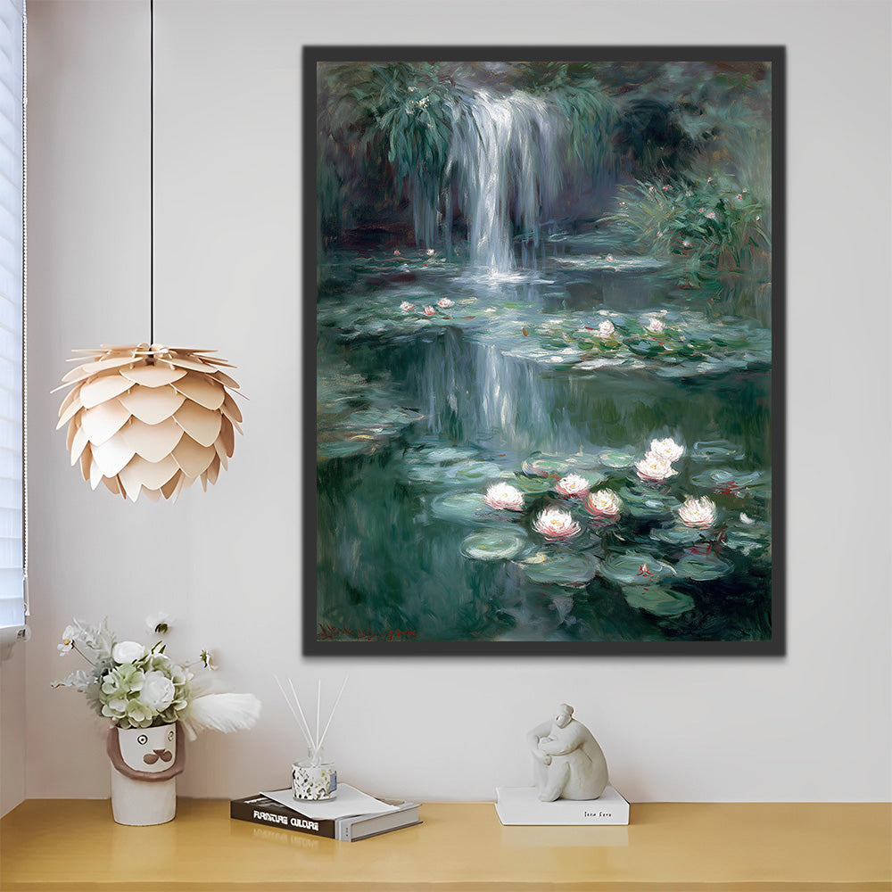 Lotusvijver met Waterval Schilderen op Nummers