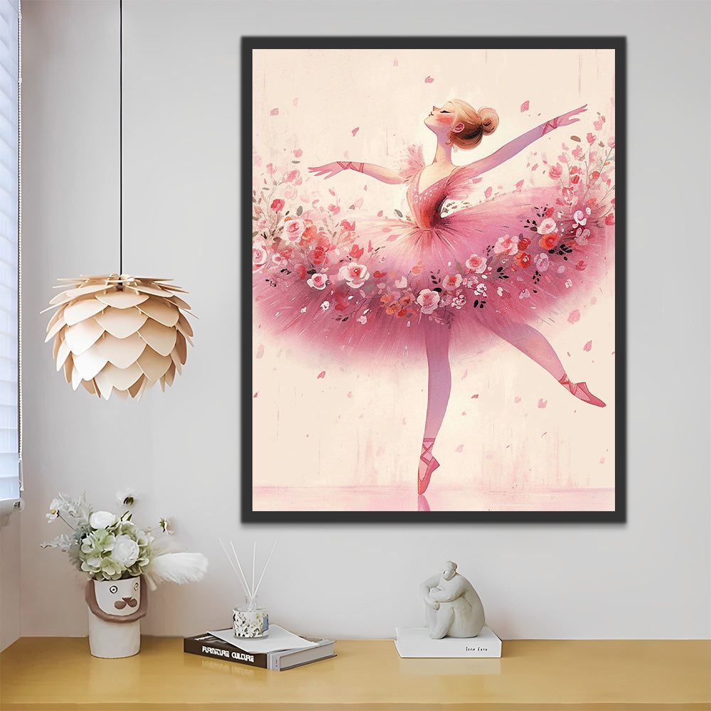 Meisje Danst Ballet in een Bloemetjesjurk Schilderen op Nummers