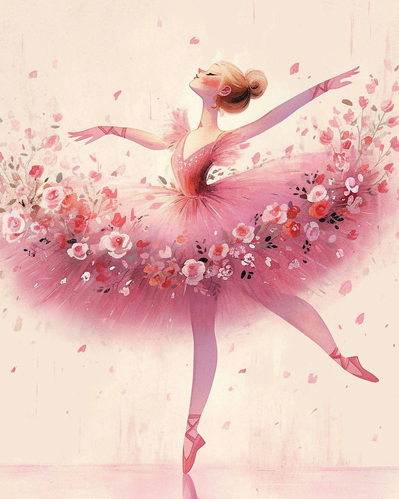 Meisje Danst Ballet in een Bloemetjesjurk Schilderen op Nummers