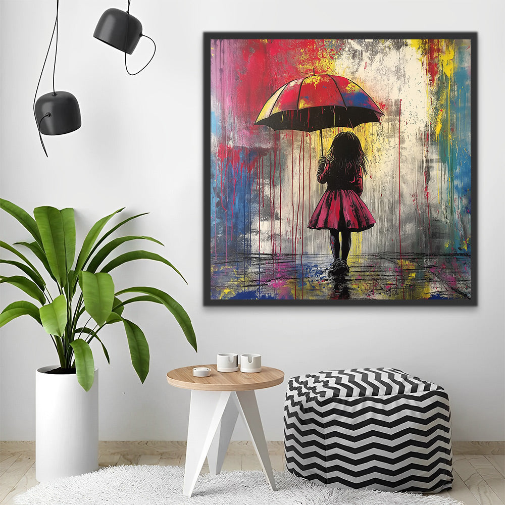 Meisje met Regenboogparaplu Schilderen op Nummers