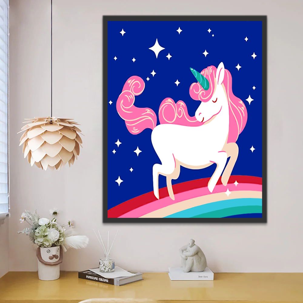 Mooie Roze Eenhoorn Schilderen op Nummers Kinderen