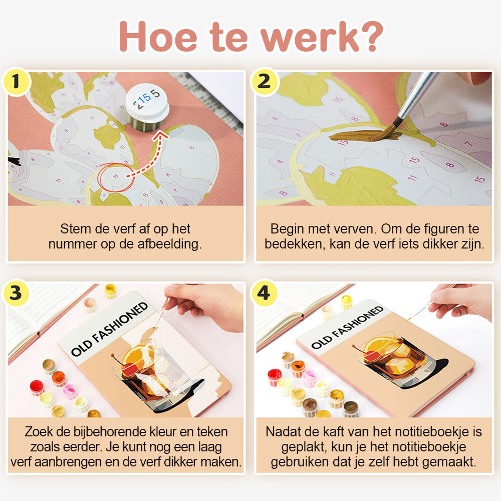 Old Fashioned Dranken Notitieboek Schilderen op Nummers