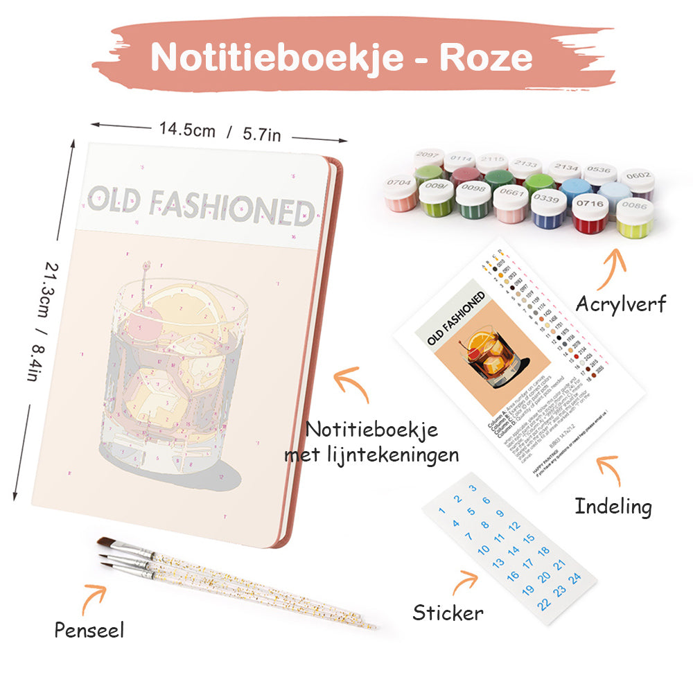 Old Fashioned Dranken Notitieboek Schilderen op Nummers
