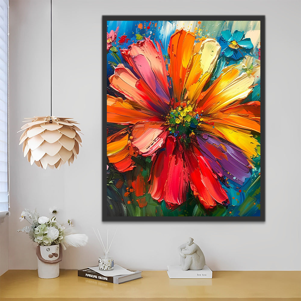 Olieverfschilderij stijl grote chrysant Schilderen op Nummers